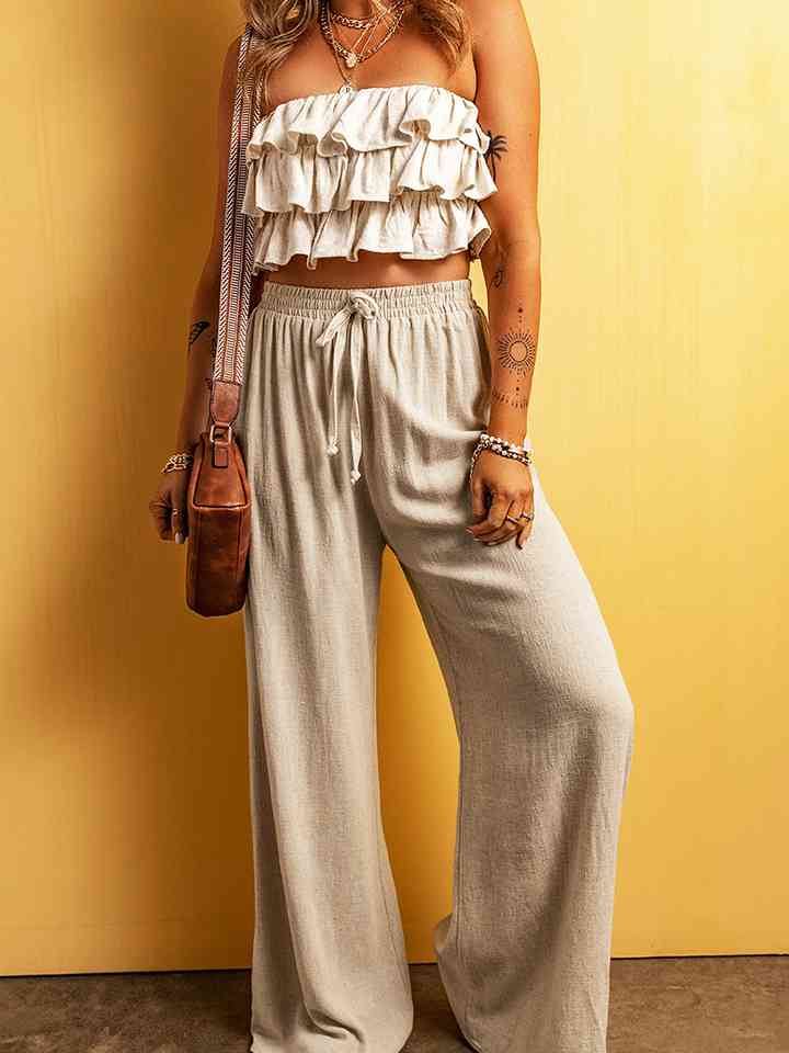 Drawstring Wide Leg Pants