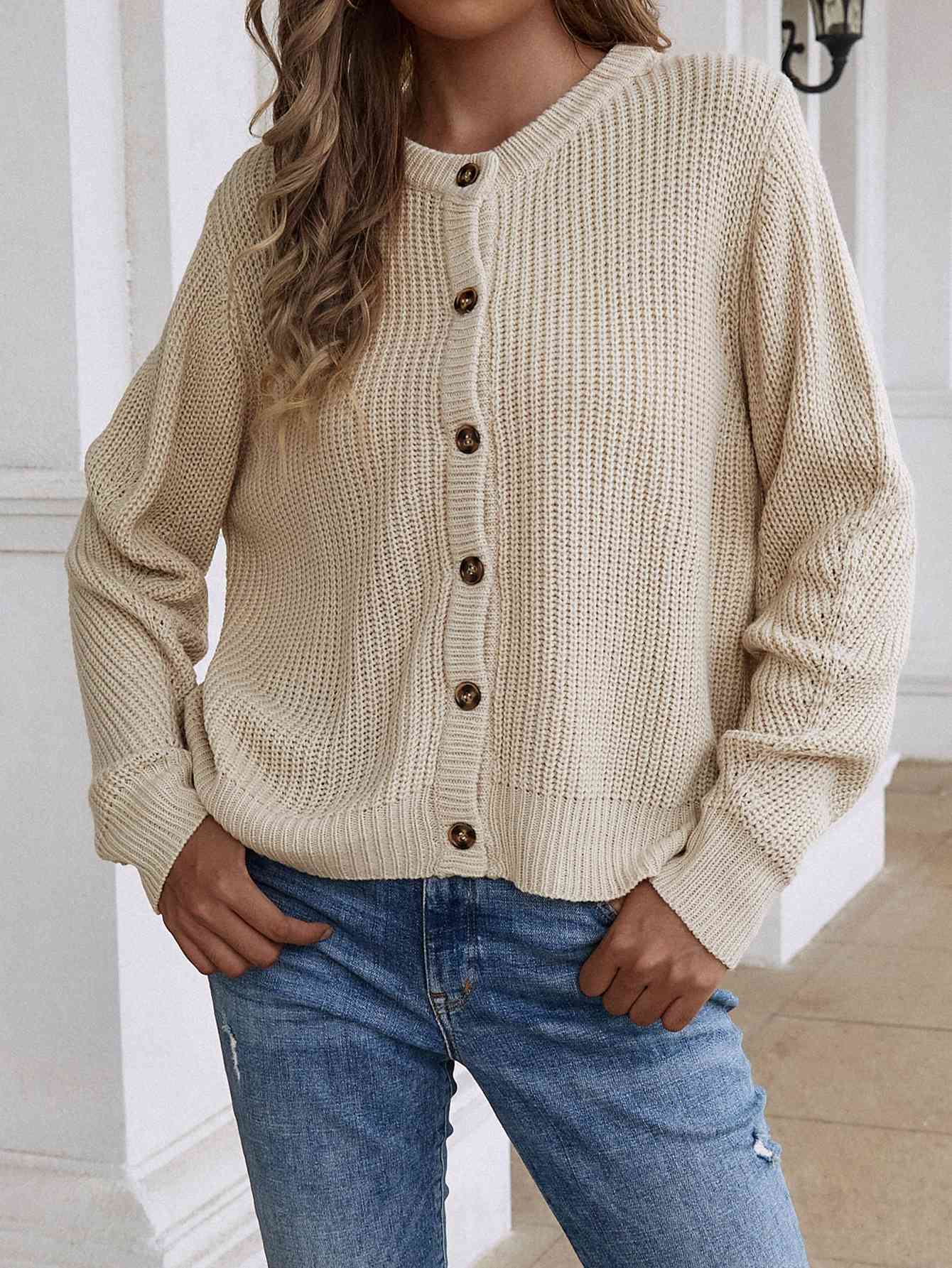 Double Take Button Down Rib-Knit Reversible Sweater