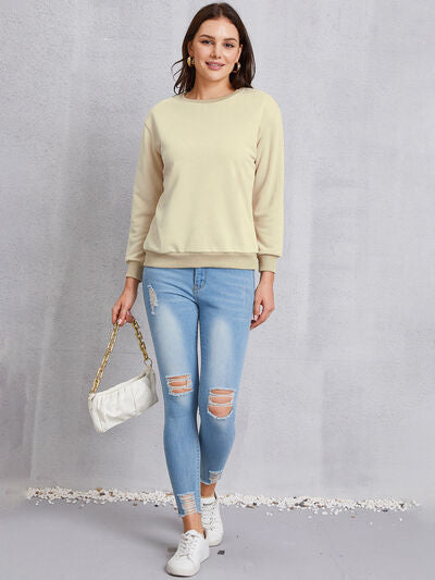 Round Neck Dropped Shoulder Sweatshirt