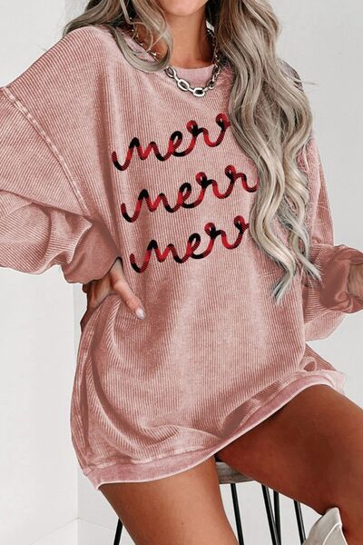 Letter Graphic Round Neck Sweatshirt