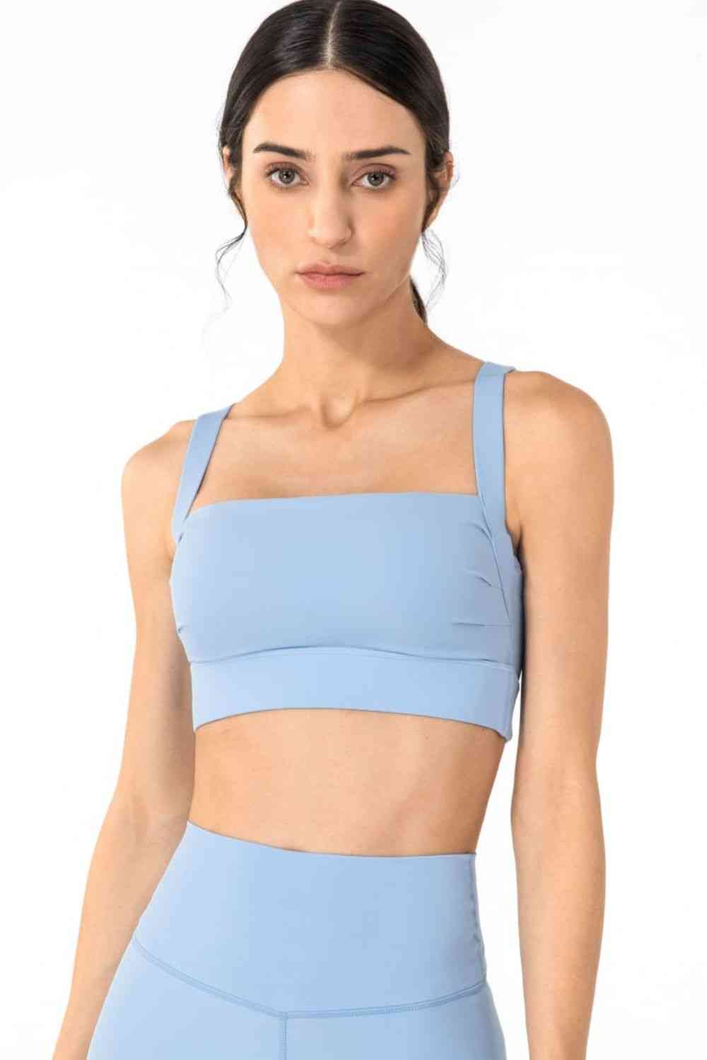 Open Back Pleated Detail Sports Bra