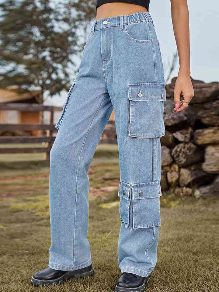 Straight Leg Cargo Jeans