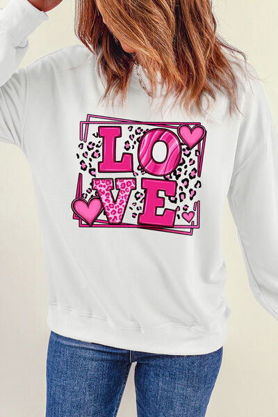 LOVE Round Neck Dropped Shoulder Sweatshirt