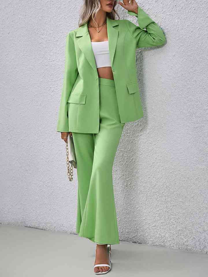 Long Sleeve Blazer and Flare Pants Set