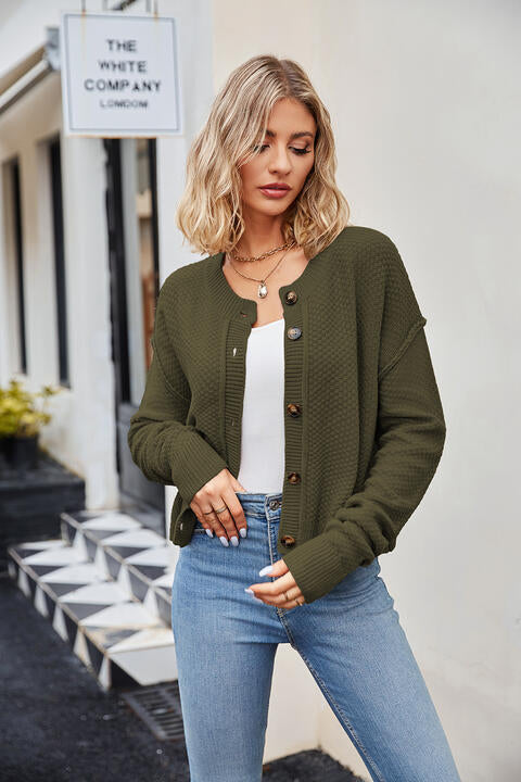 Button Down Exposed Seam Cardigan