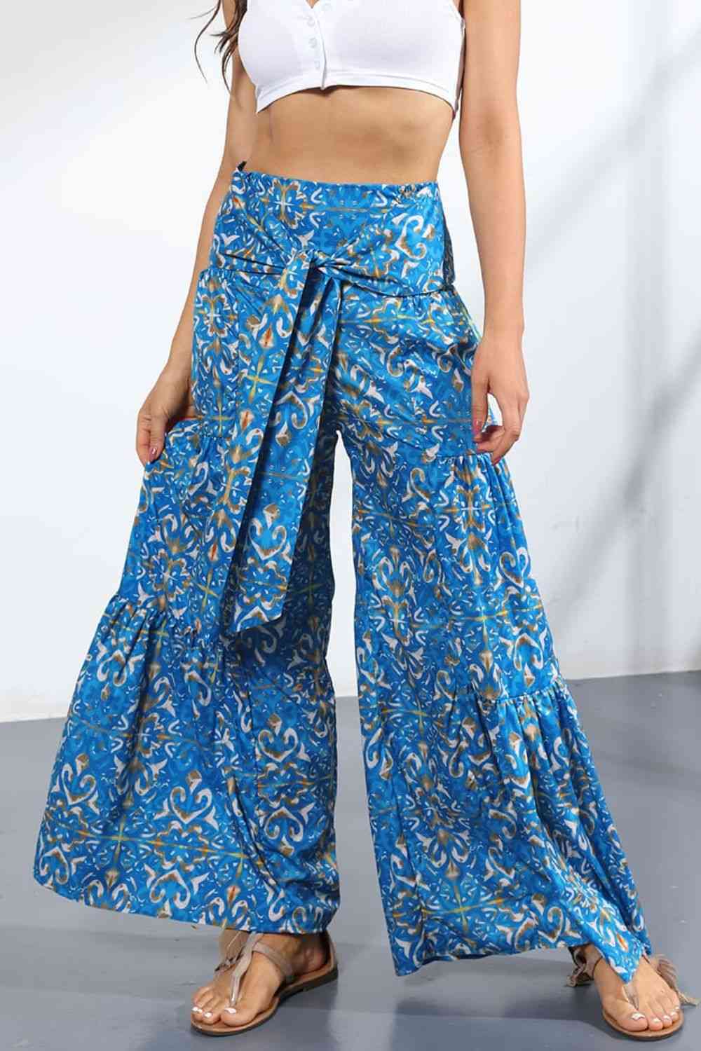 Printed High-Rise Tied Culottes