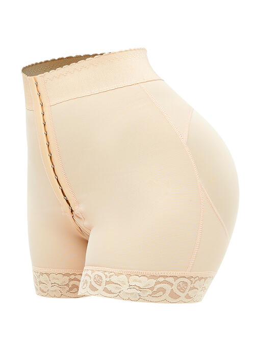 Full Size Lace Detail Hook-and-Eye Shaping Shorts