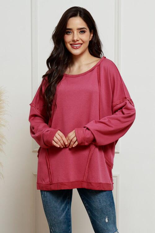 Round Neck Exposed Seam Sweatshirt