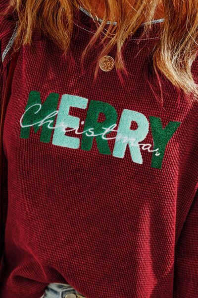 MERRY CHRISTMAS Exposed Seam Long Sleeve T-Shirt