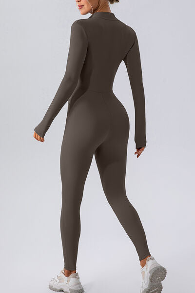 Half Zip Mock Neck Active Jumpsuit