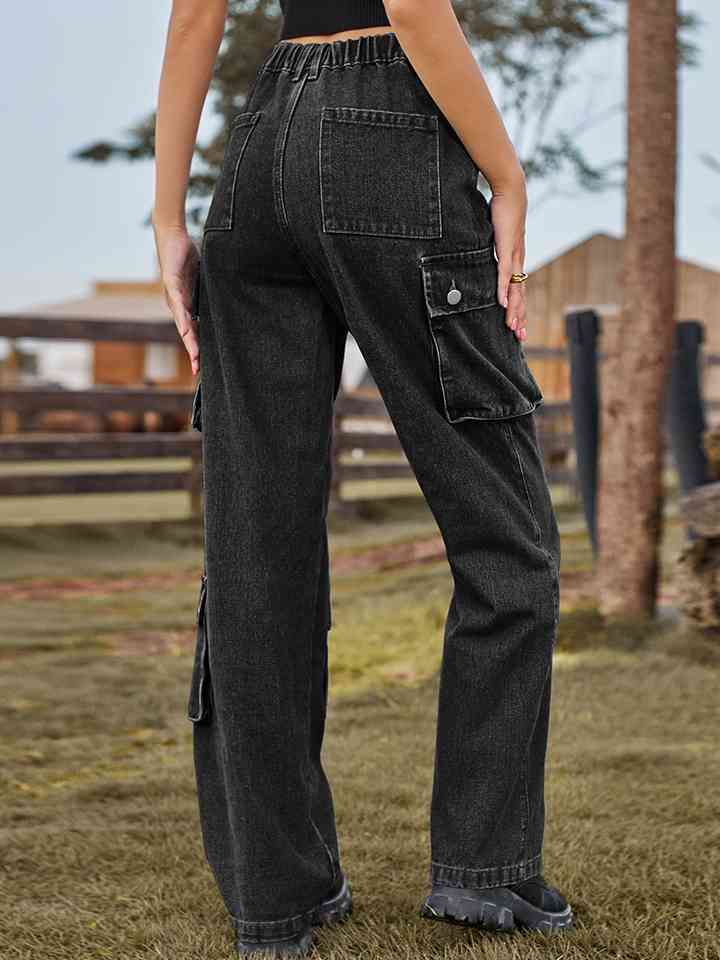 Straight Leg Cargo Jeans